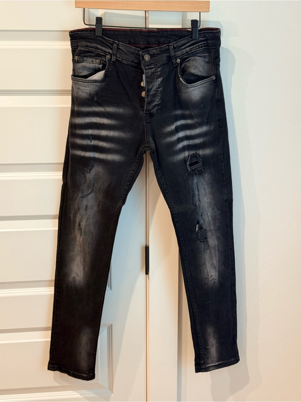 DSQUARED2 Men's Distressed Black Washed Slim Jeans